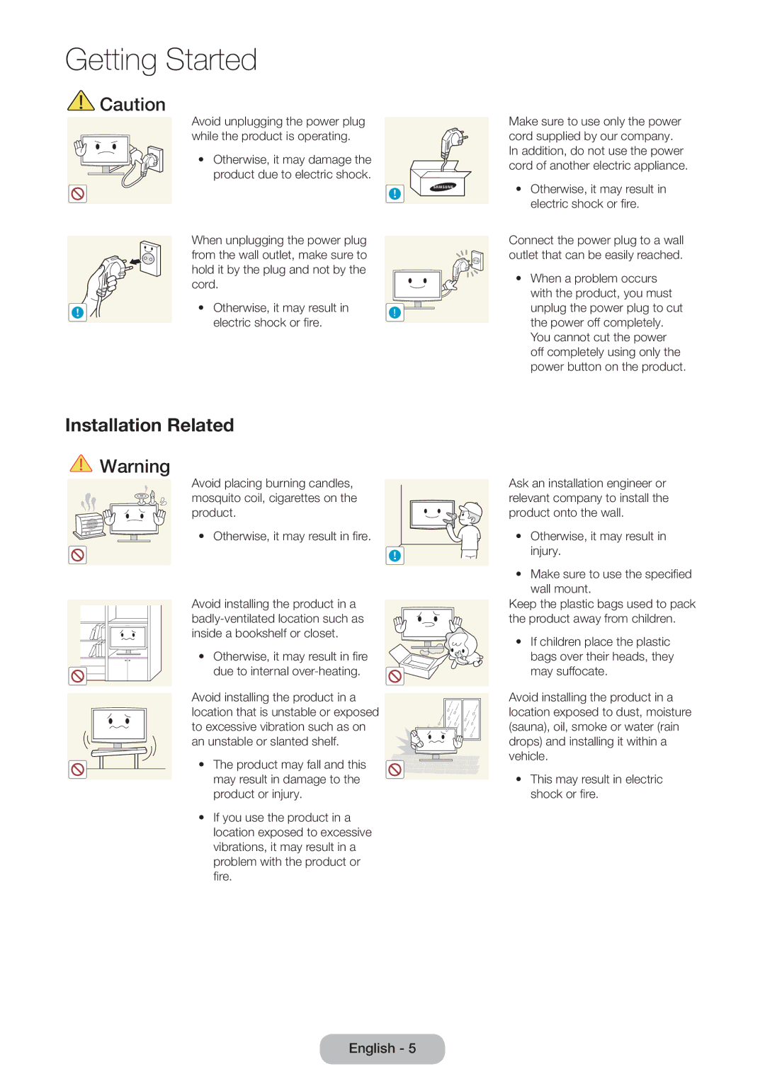 Samsung LT24D390EW/EN, LT27D390EW/EN, LT24D391EW/EN, LT24D590EW/EN, LT22D390EW/EN, LT22D390EWB/EN manual Installation Related 