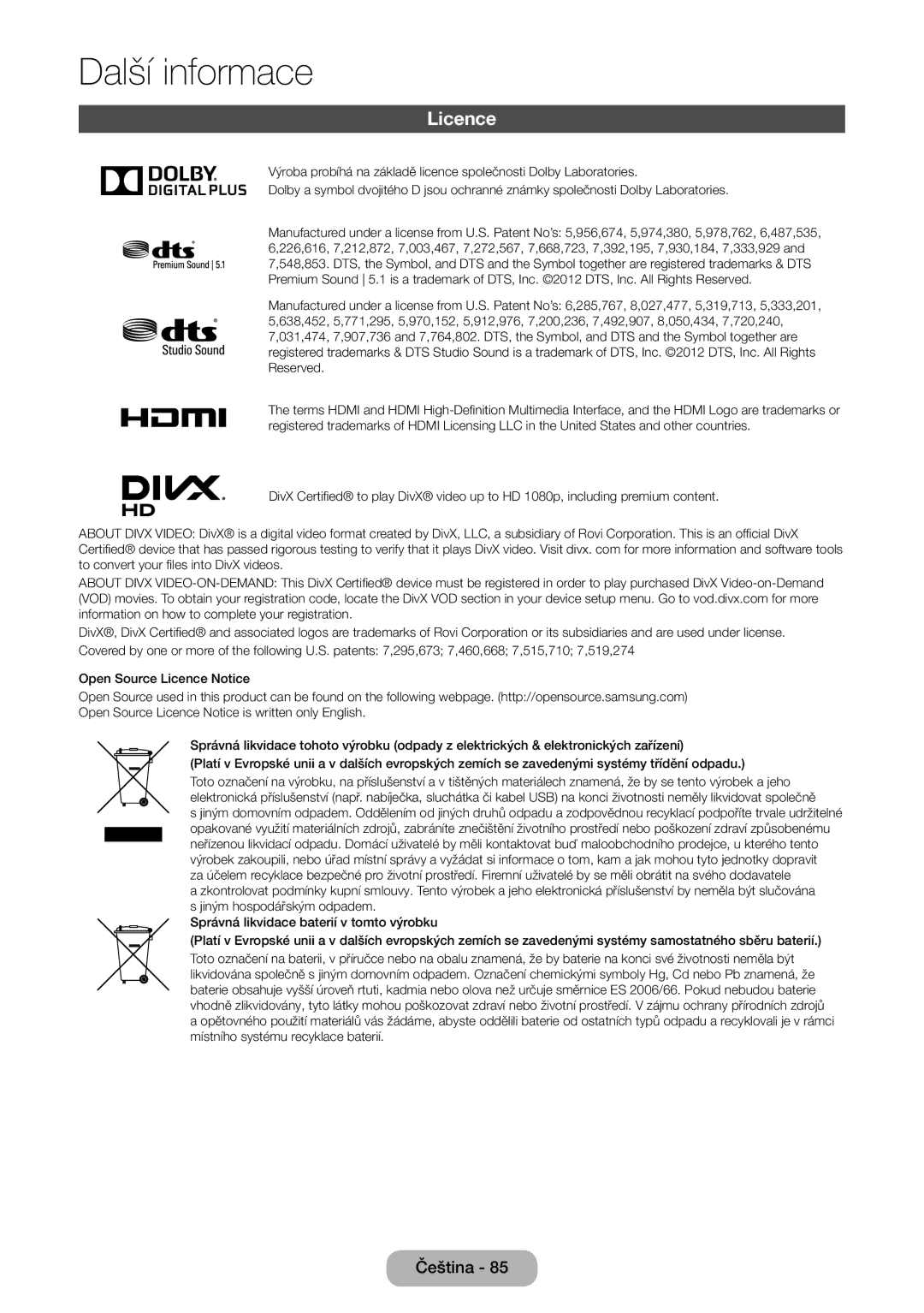 Samsung LT24D390EW/EN, LT27D390EW/EN, LT24D391EW/EN, LT24D590EW/EN manual Licence, HD 1080p, including premium content 