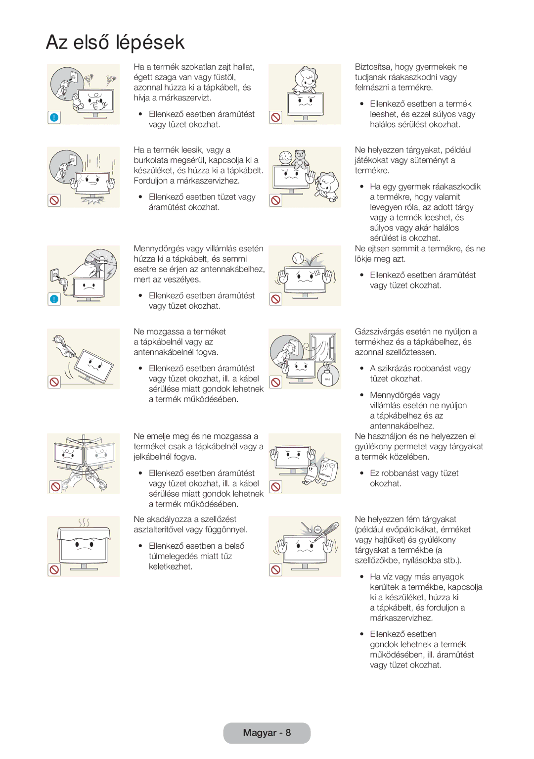 Samsung LT24D390EX/EN, LT27D390EW/EN, LT24D391EW/EN manual Vagy tüzet okozhat, Ellenkező esetben tüzet vagy áramütést okozhat 
