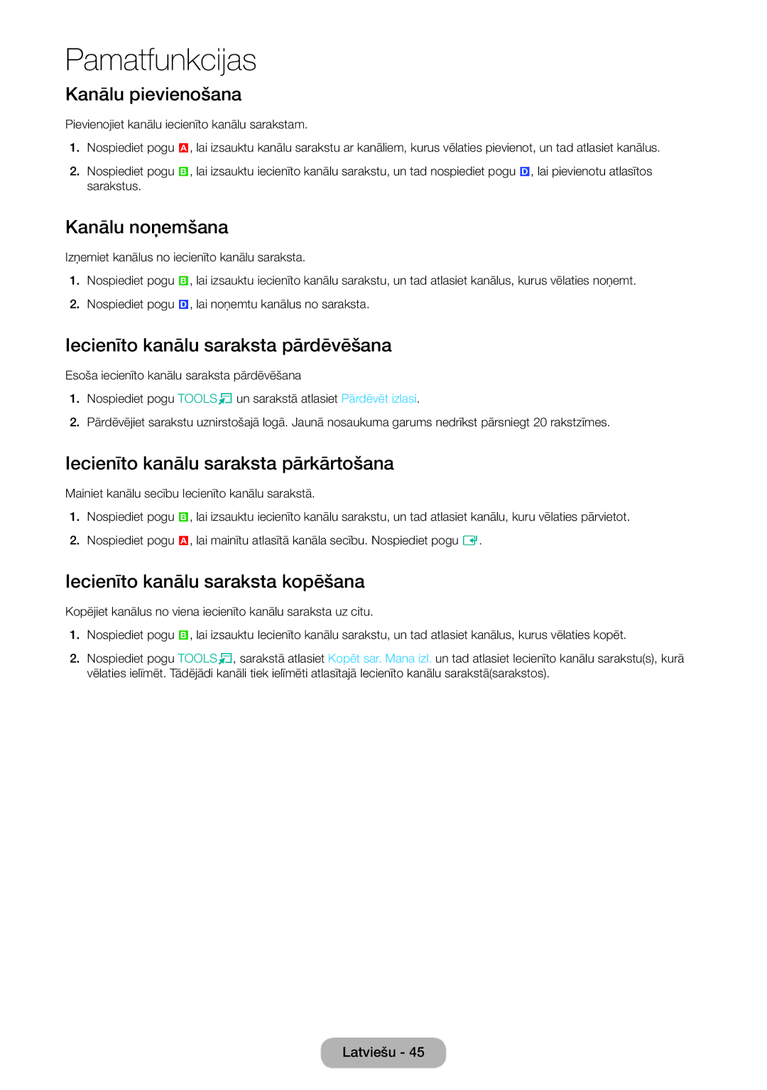 Samsung LT22D390EW/EN, LT27D390EW/EN, LT24D391EW/EN, LT24D590EW/EN, LT24D390EW/EN, LT27D590EW/EN manual Kanālu pievienošana 