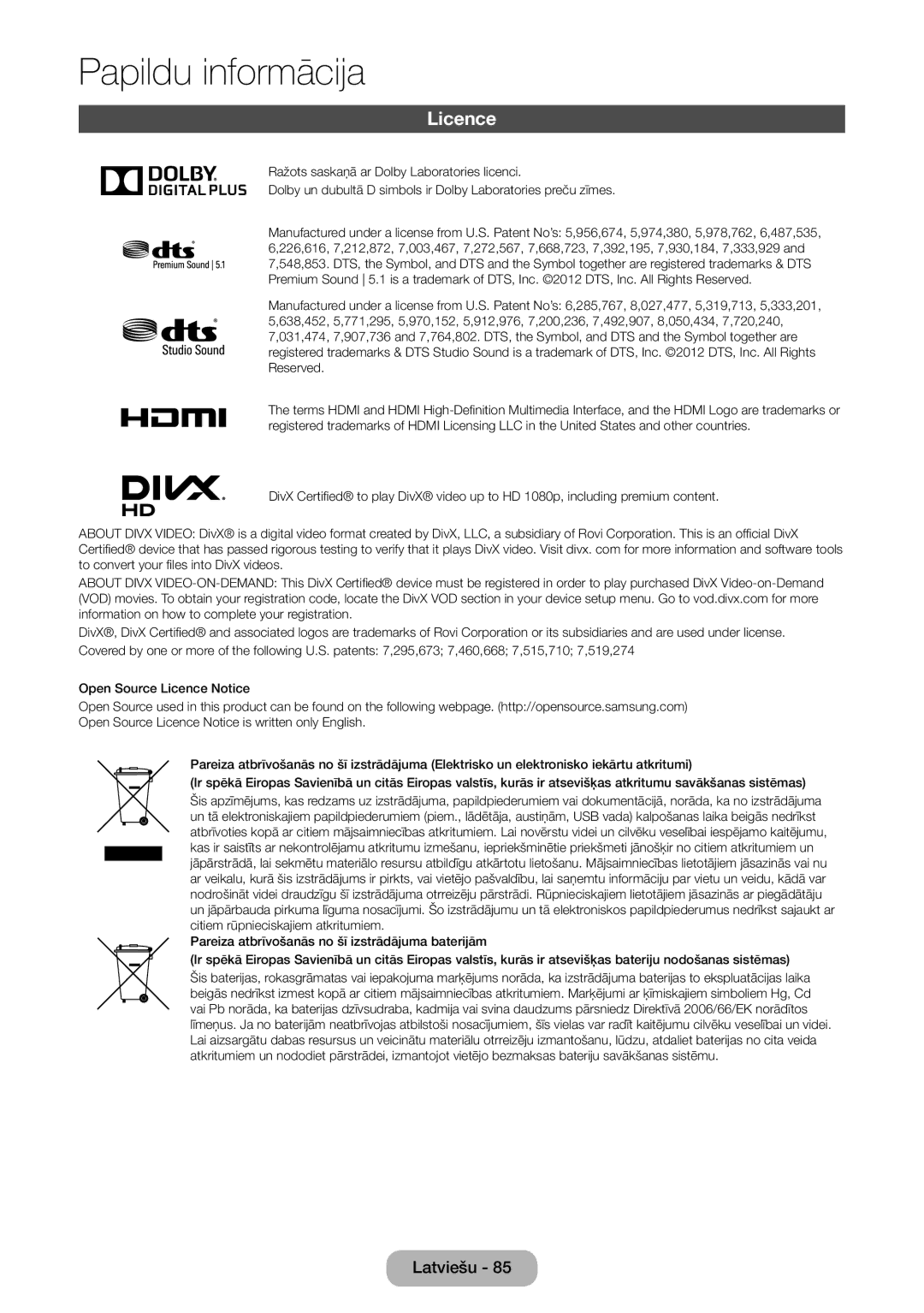 Samsung LT24D391EW/EN, LT27D390EW/EN, LT24D590EW/EN, LT22D390EW/EN manual Licence, HD 1080p, including premium content 