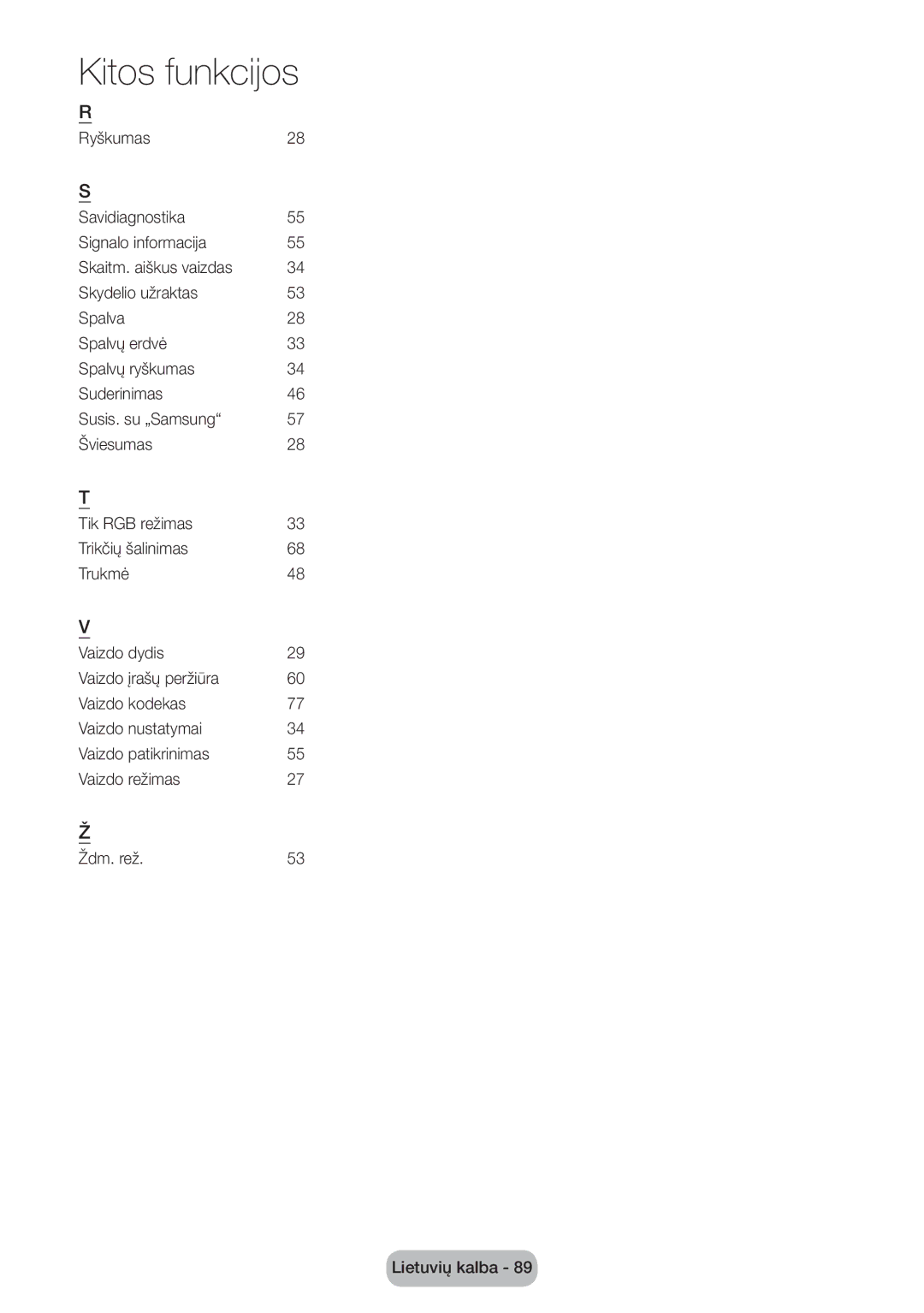 Samsung LT27D590EW/EN, LT27D390EW/EN, LT24D391EW/EN, LT24D590EW/EN, LT22D390EW/EN, LT24D390EW/EN manual Kitos funkcijos 