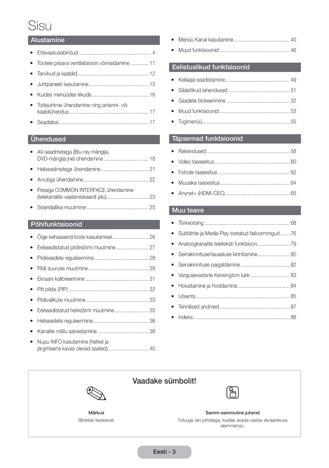 Samsung LT22D390EW/EN, LT27D390EW/EN, LT24D391EW/EN, LT24D590EW/EN, LT24D390EW/EN, LT27D590EW/EN manual Sisu 