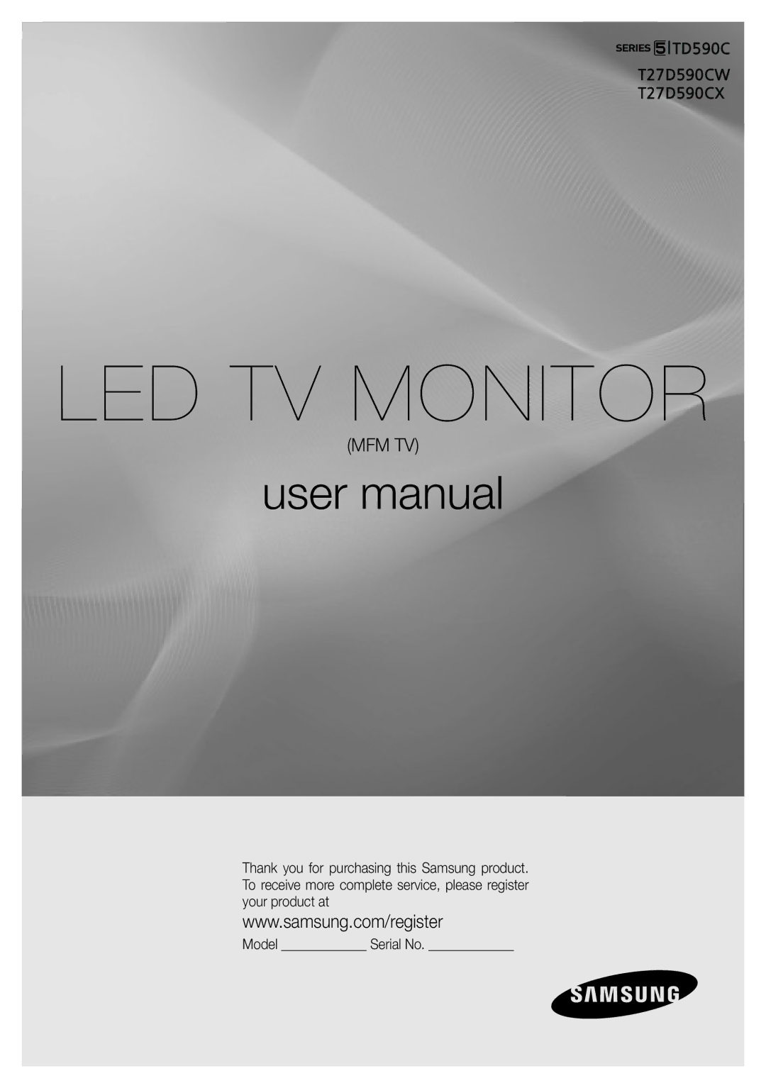 Samsung LT27D590CX/EN, LT27D590CW/EN manual LED TV Monitor 