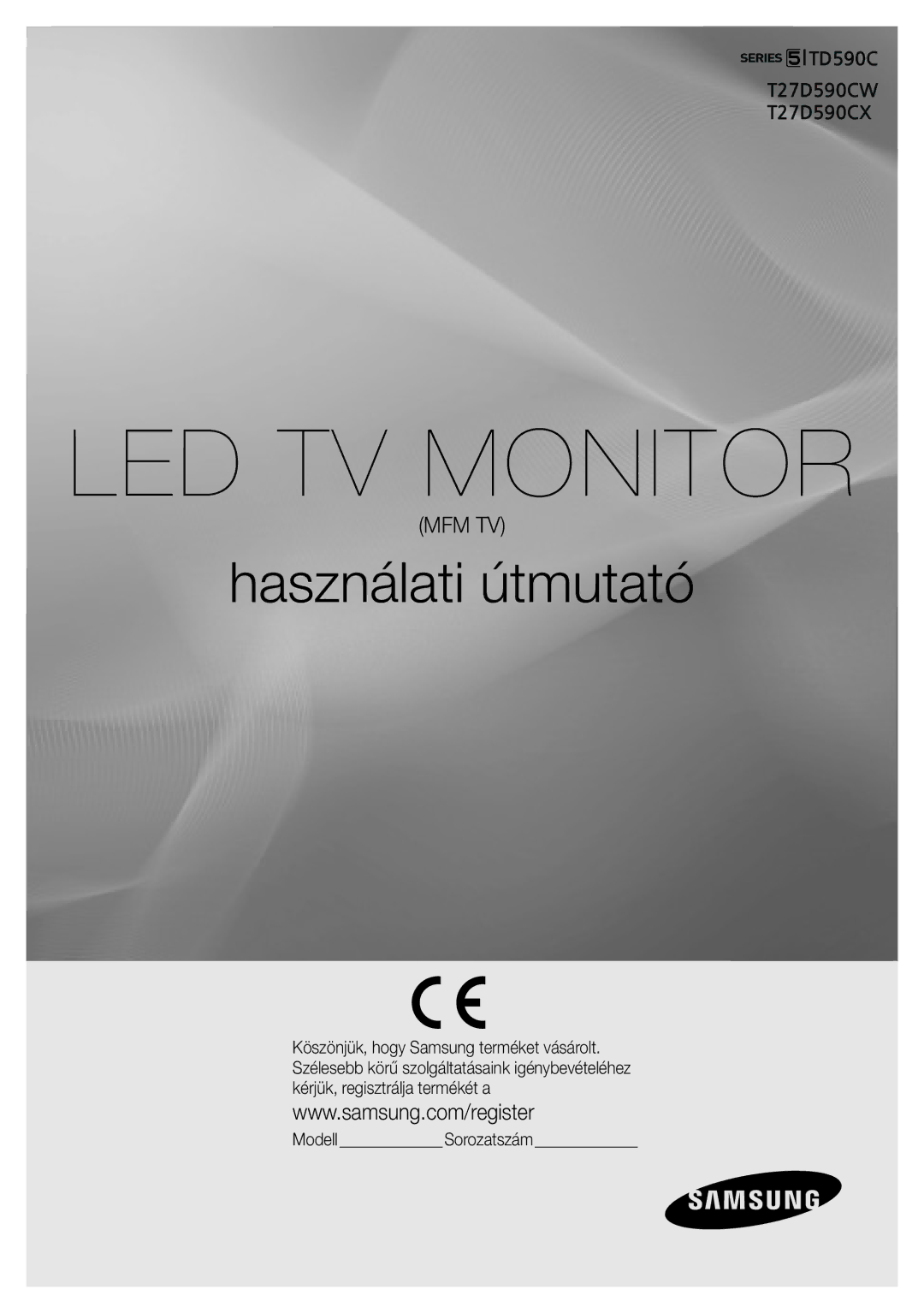 Samsung LT27D590CX/EN, LT27D590CW/EN manual LED TV Monitor, ModellSorozatszám 