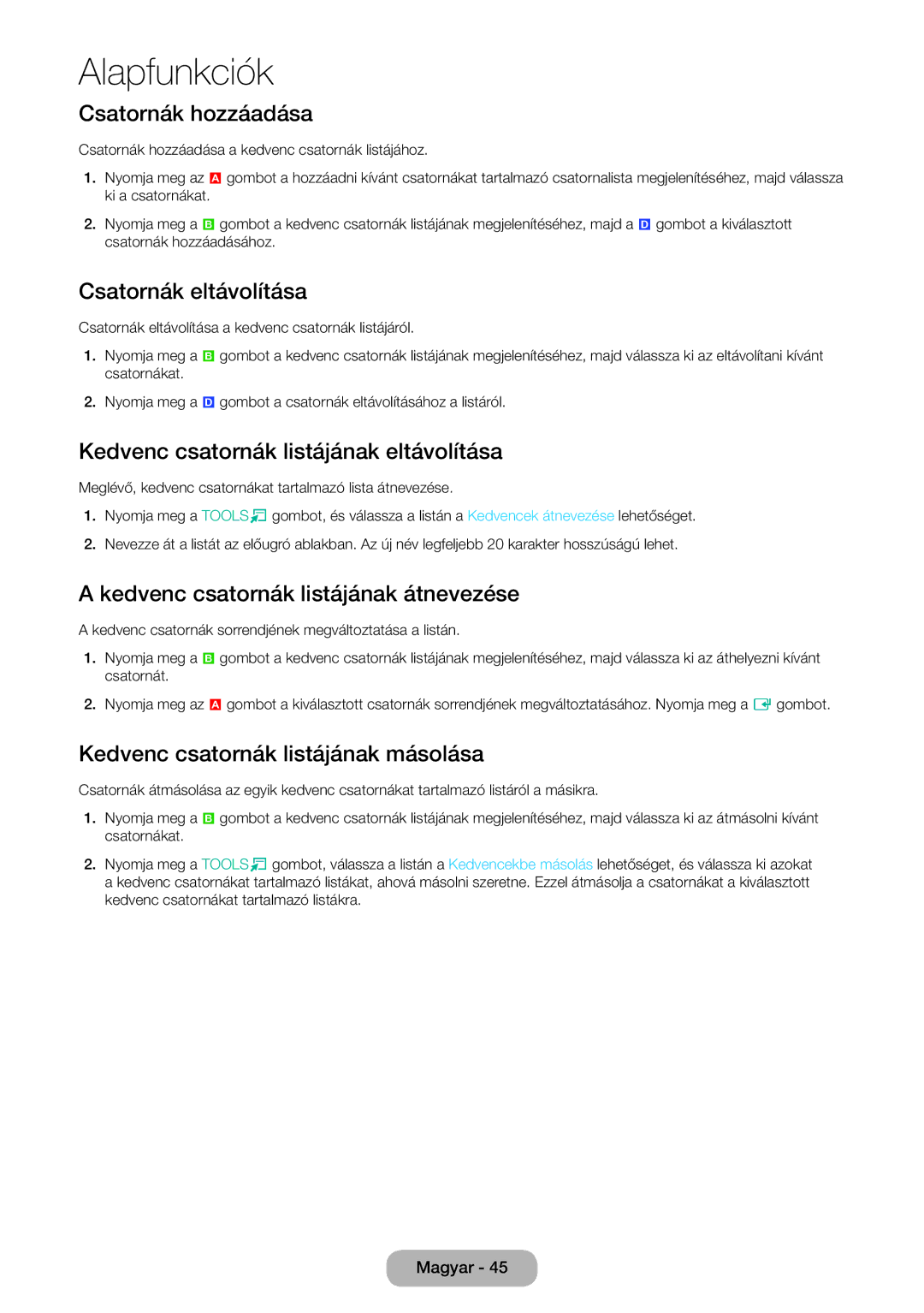 Samsung LT27D590CX/EN, LT27D590CW/EN manual Csatornák hozzáadása 