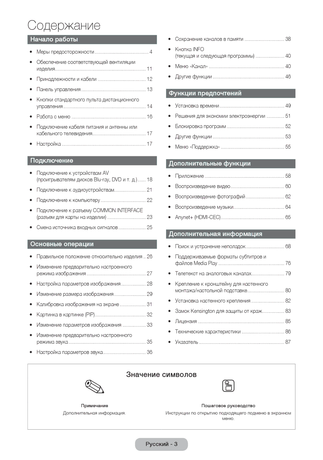 Samsung LT27D590CW/EN manual Значение символов 