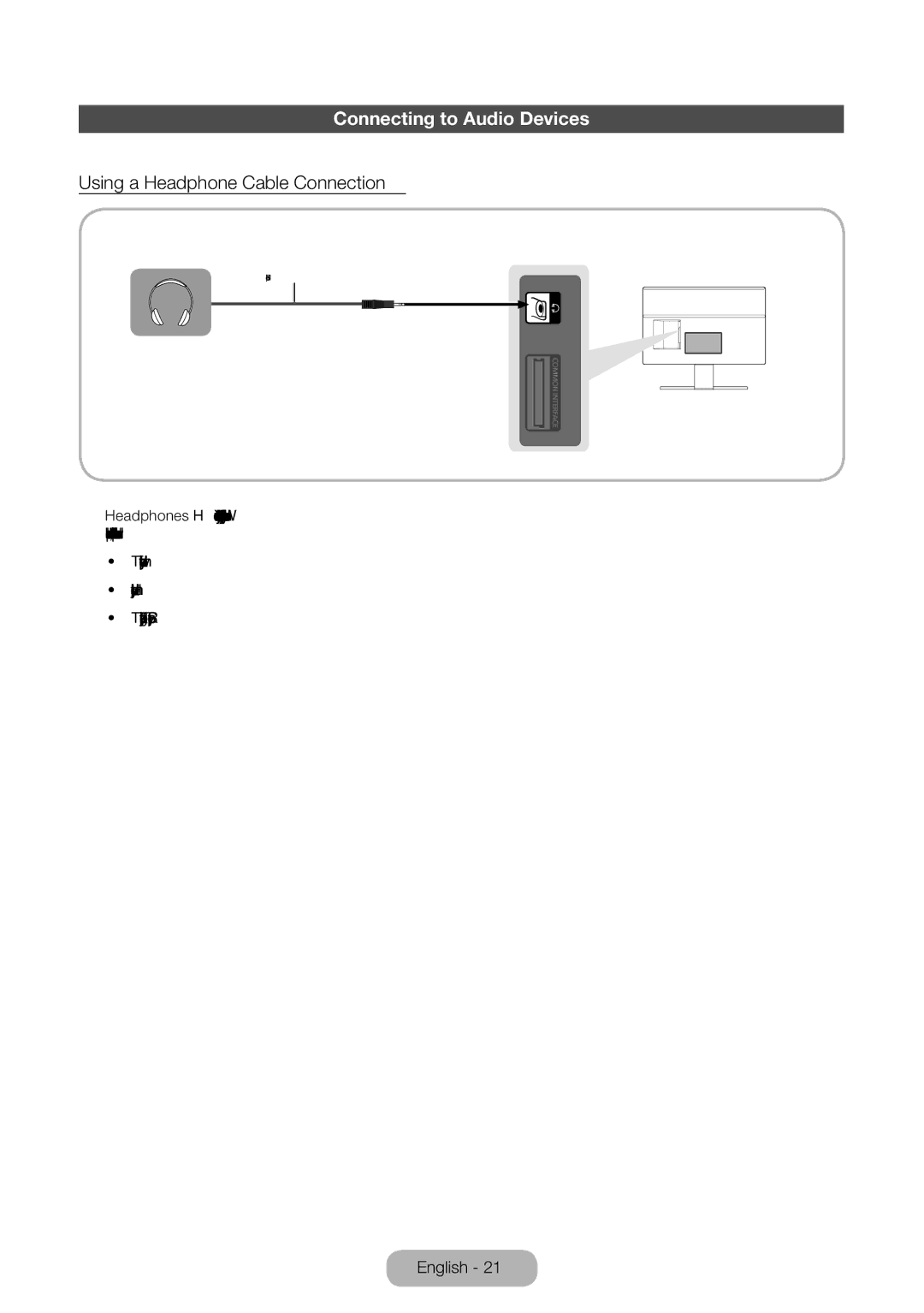 Samsung LT27D590CX/CI manual Connecting to Audio Devices, Using a Headphone Cable Connection 