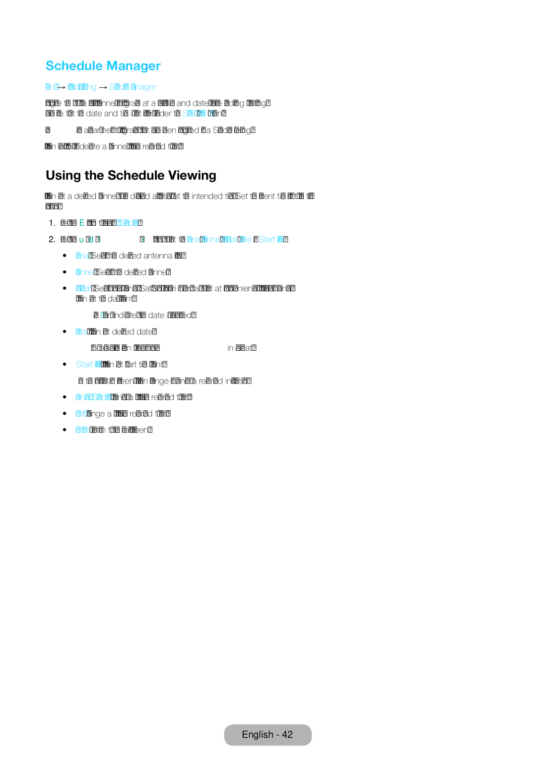 Samsung LT27D590CX/CI manual Using the Schedule Viewing, Menu → Broadcasting → Schedule Manager 