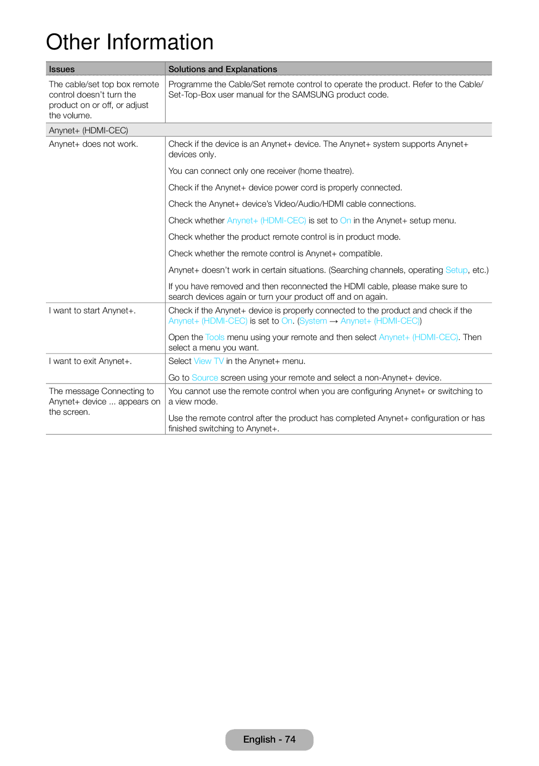 Samsung LT27D590CX/CI manual Anynet+ HDMI-CEC is set to On. System → Anynet+ HDMI-CEC 