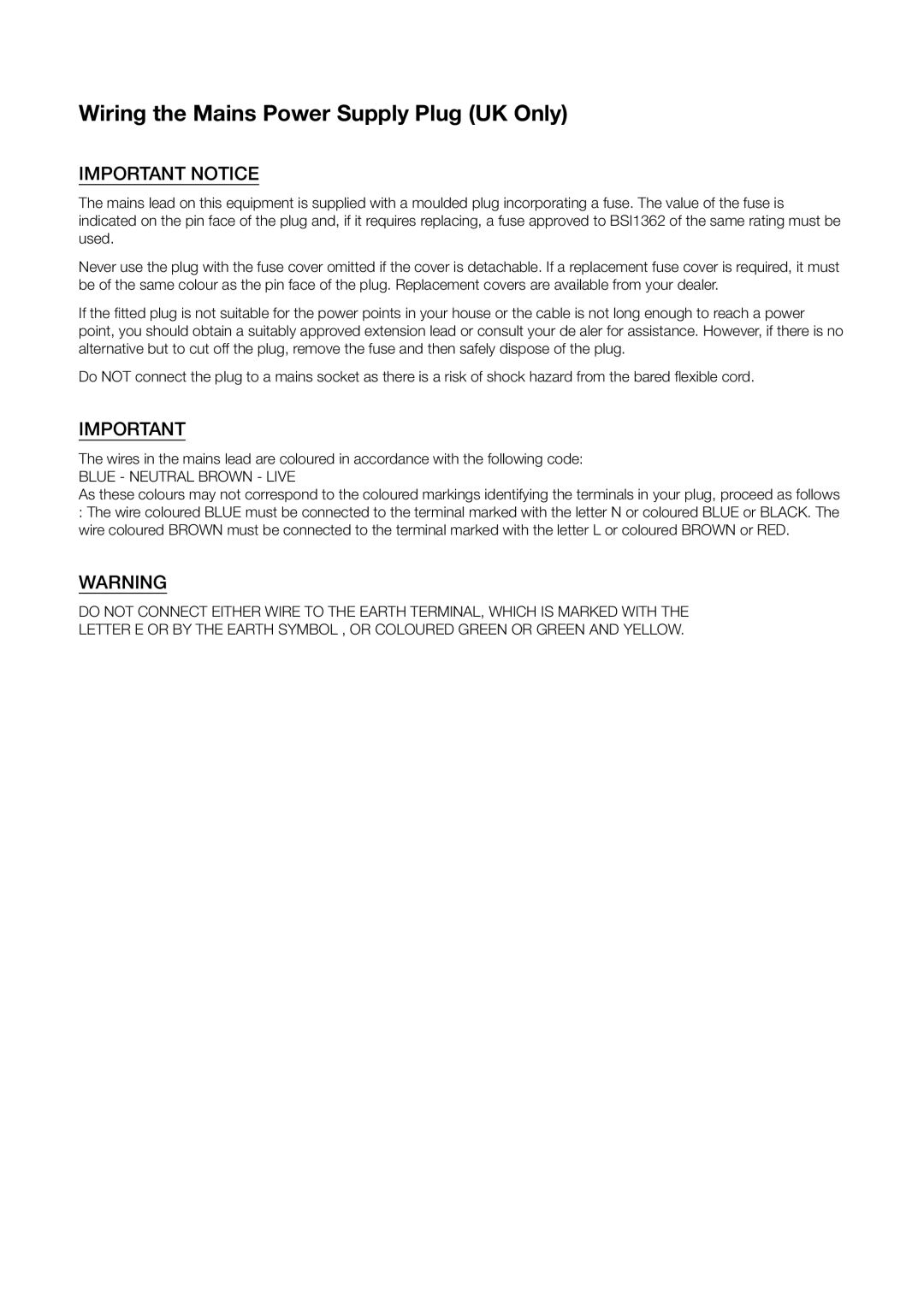 Samsung LT27D590CX/CI manual Wiring the Mains Power Supply Plug UK Only, Important Notice 