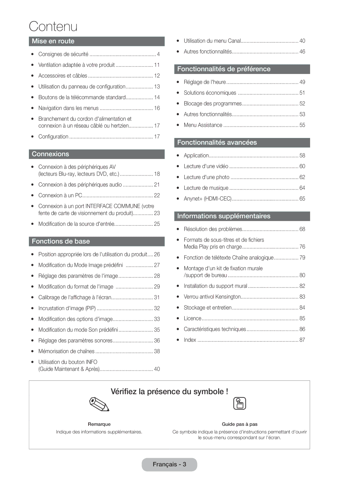 Samsung LT27D590CX/EN manual Branchement du cordon dalimentation et, Yy Connexion à des périphériques AV 