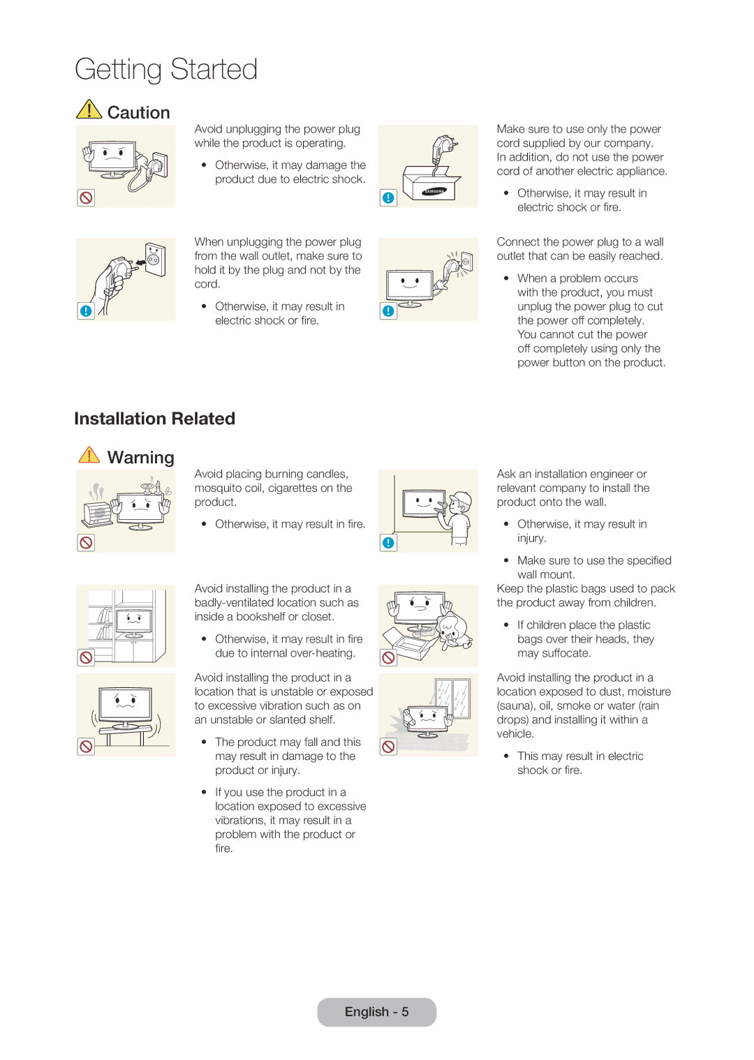 Samsung LT28C570EW/XE, LT28C570EW/EN manual Installation Related 