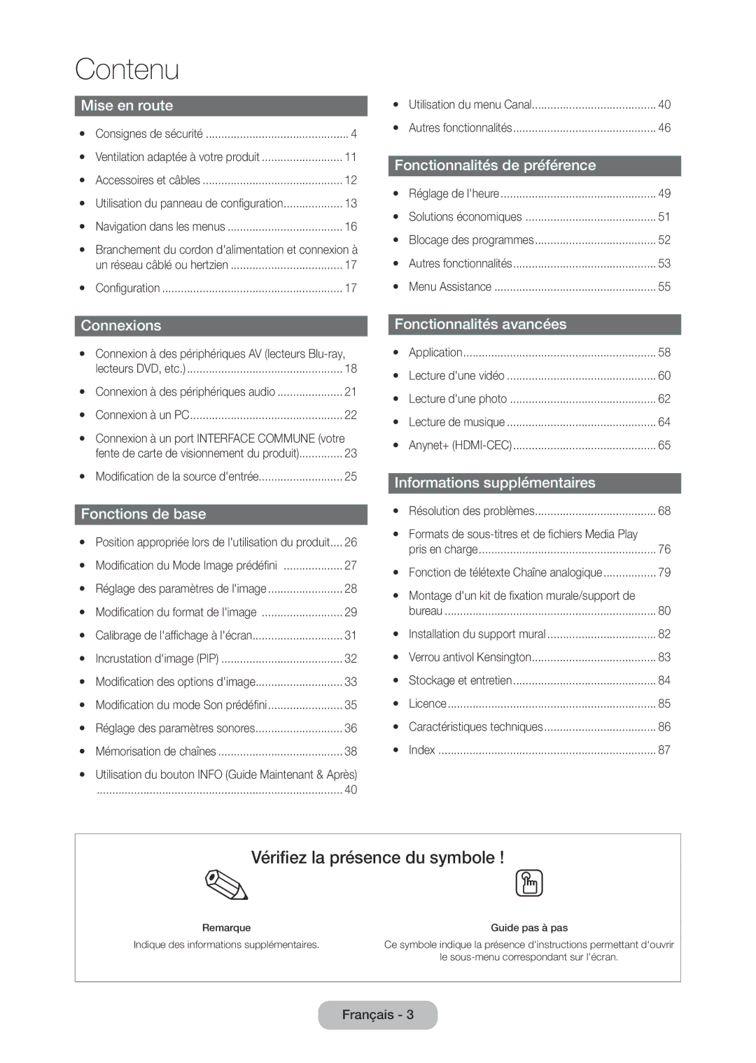 Samsung LT28C570EW/EN manual Contenu, Du format 