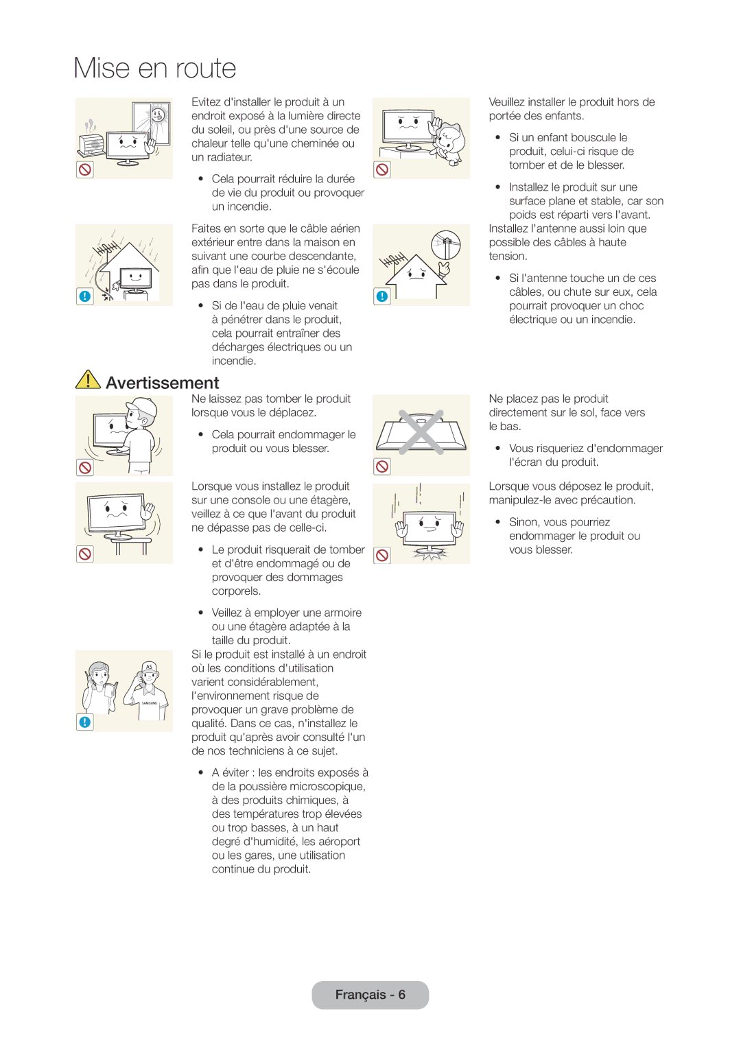 Samsung LT28C570EW/EN manual Cela pourrait endommager le produit ou vous blesser, Où les conditions dutilisation 