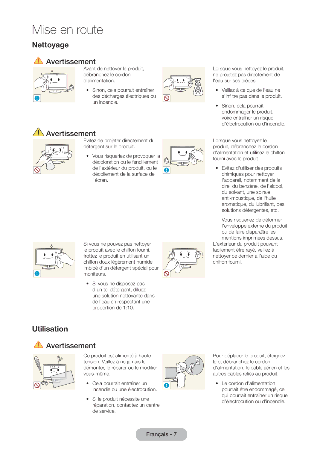 Samsung LT28C570EW/EN manual Nettoyage, Utilisation 