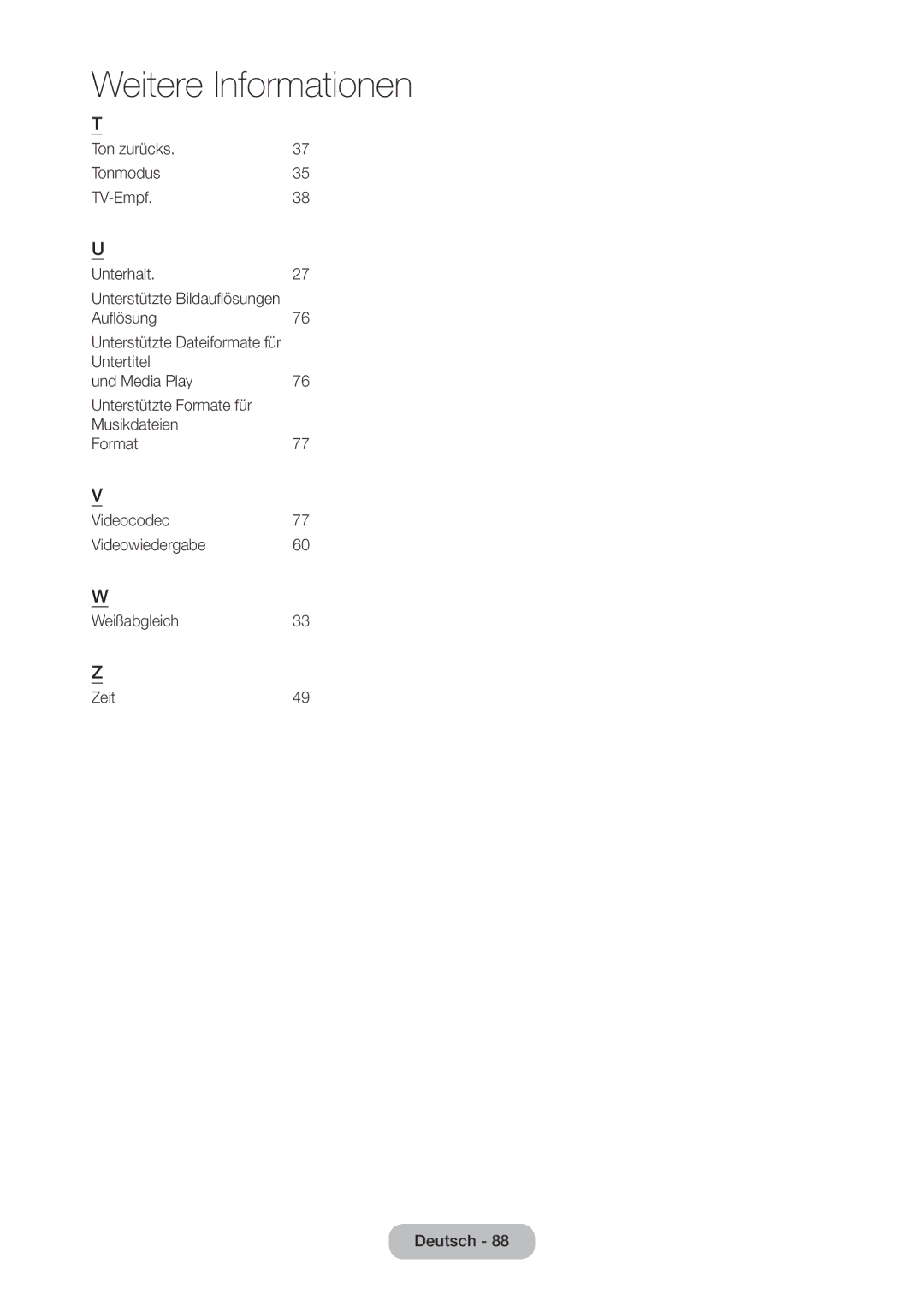 Samsung LT28C570EW/EN manual Unterstützte Bildauflösungen, Unterstützte Dateiformate für 