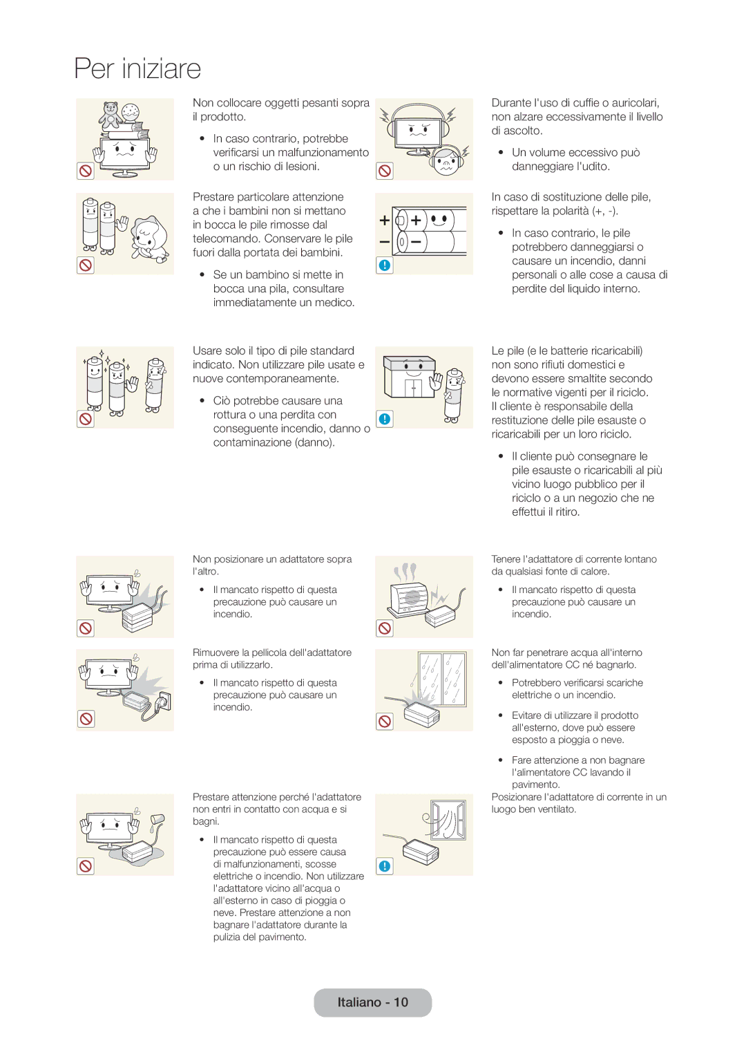 Samsung LT28C570EW/EN manual Non collocare oggetti pesanti sopra il prodotto 