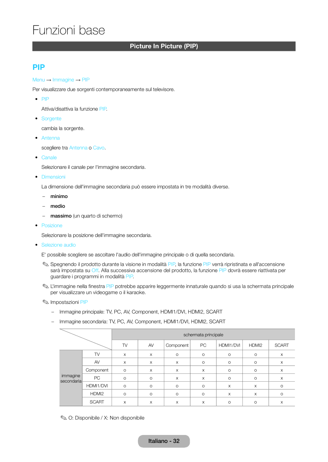 Samsung LT28C570EW/EN manual Picture In Picture PIP 