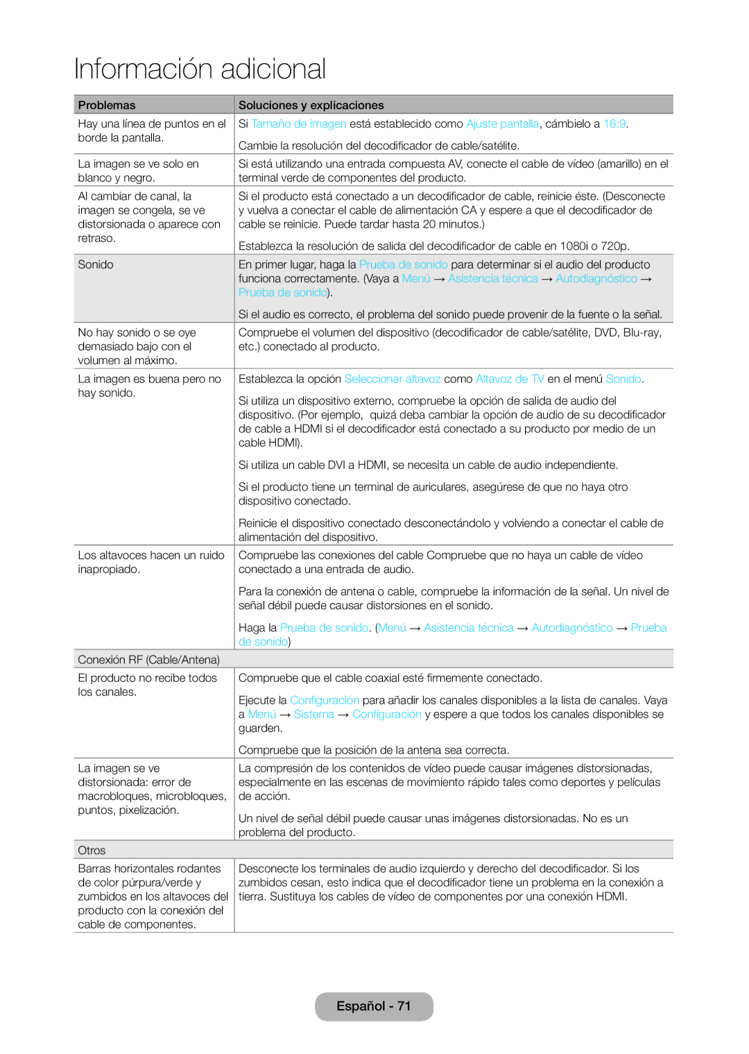 Samsung LT28C570EW/EN manual Prueba de sonido, De sonido 