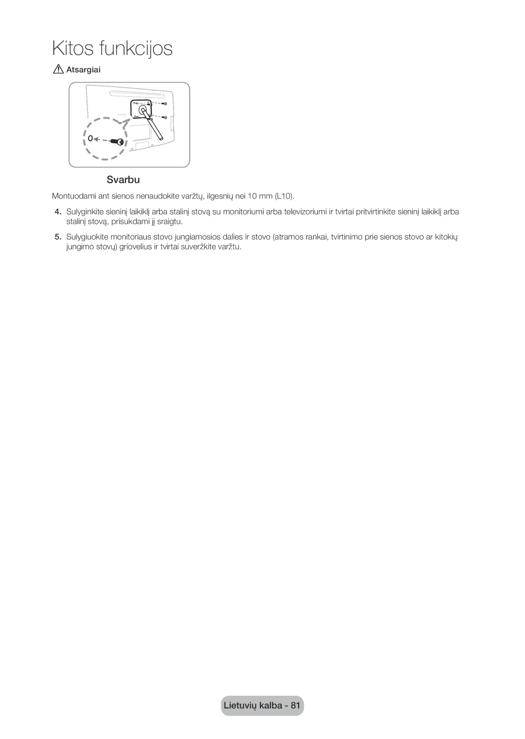 Samsung LT28C570EW/EN manual Svarbu 