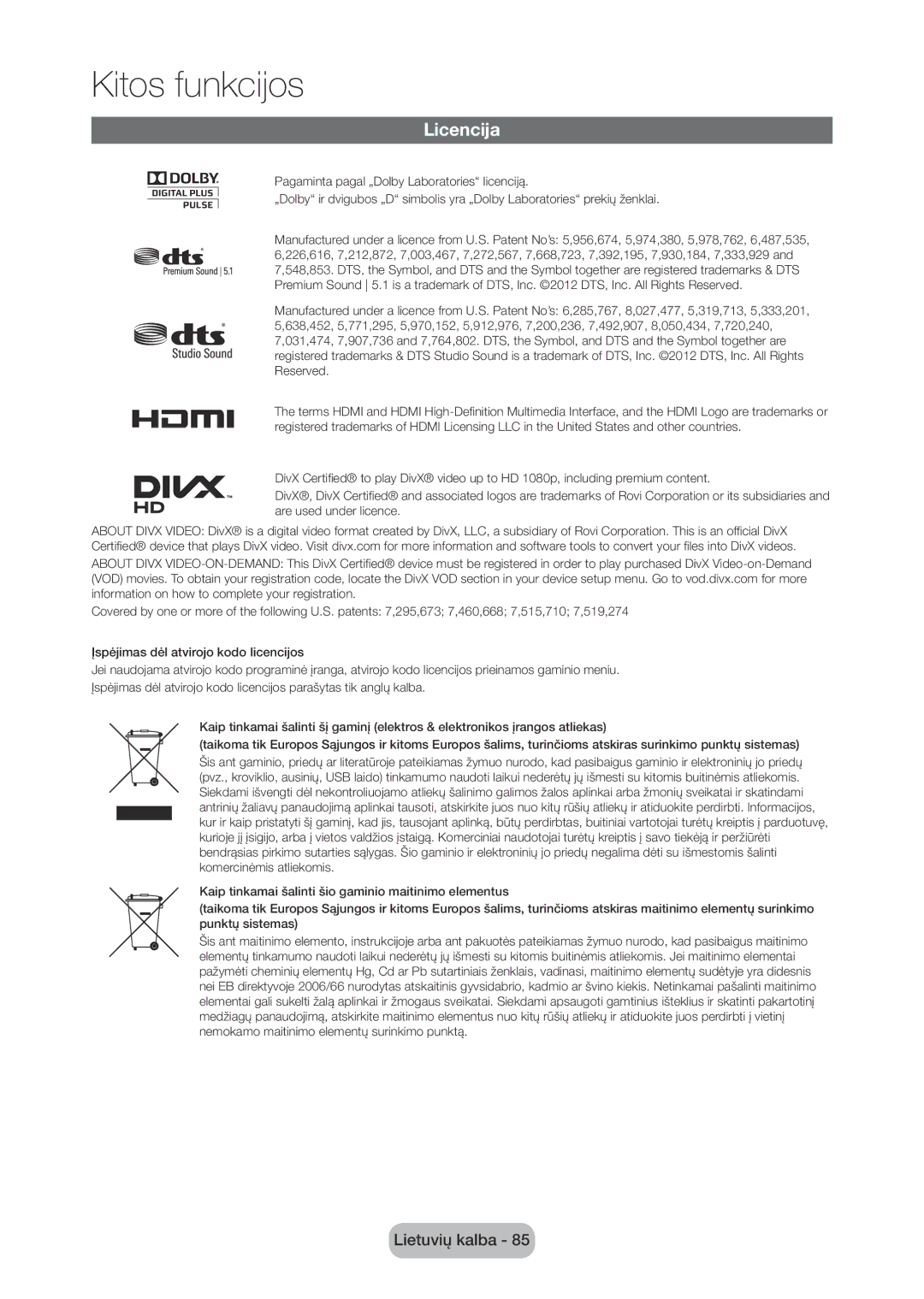 Samsung LT28C570EW/EN manual Licencija 