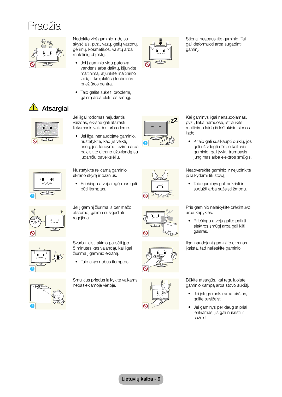 Samsung LT28C570EW/EN manual Neapverskite gaminio ir nejudinkite jo laikydami tik stovą 