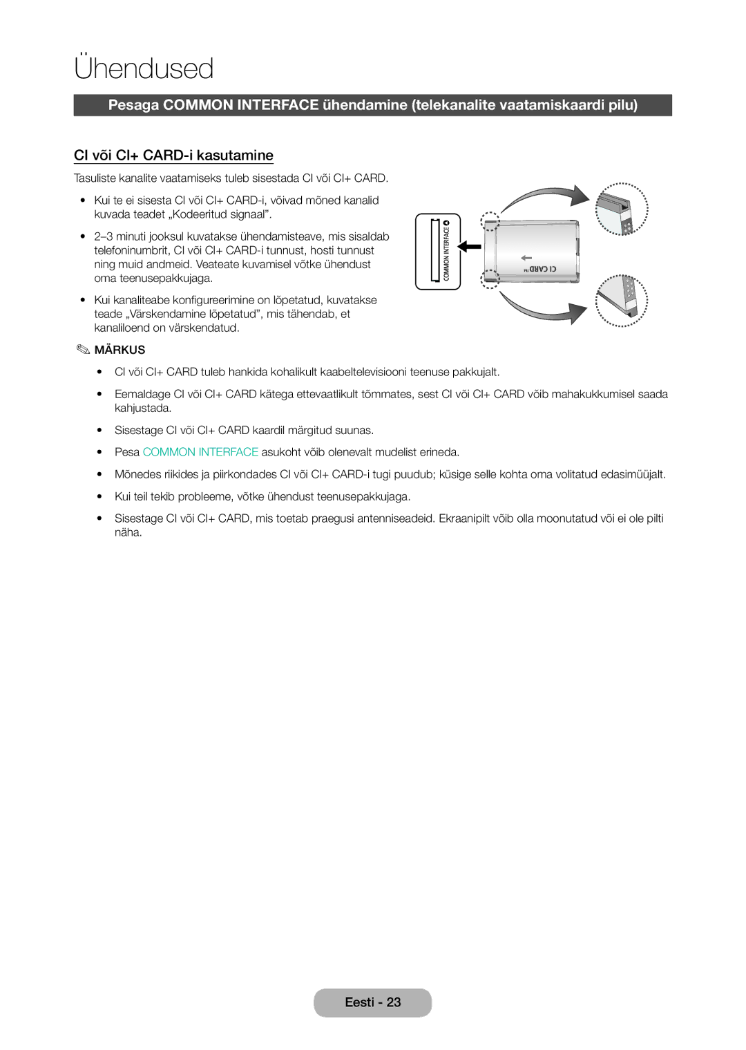 Samsung LT28C570EW/EN manual CI või CI+ CARD-i kasutamine 