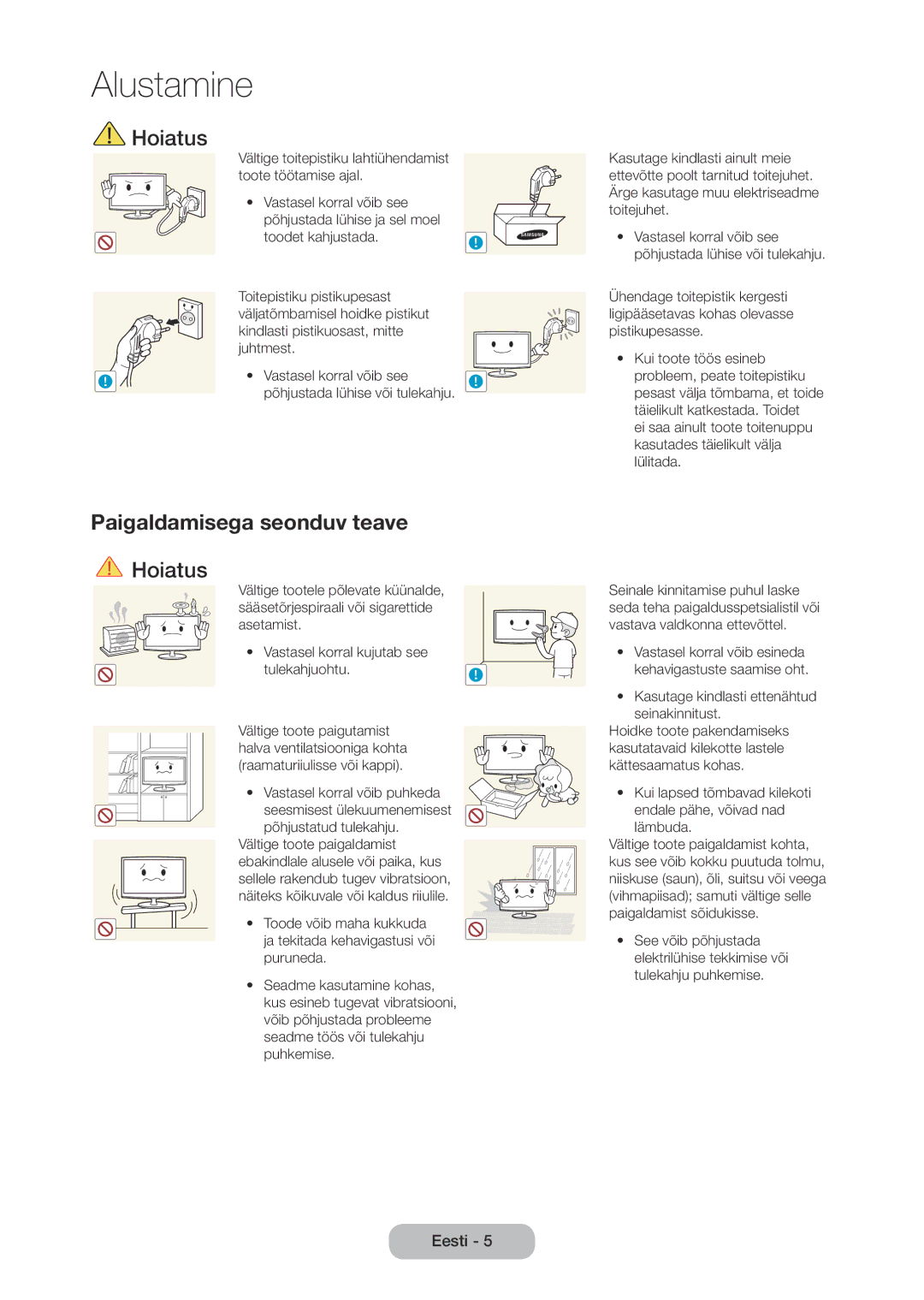 Samsung LT28C570EW/EN manual Paigaldamisega seonduv teave 