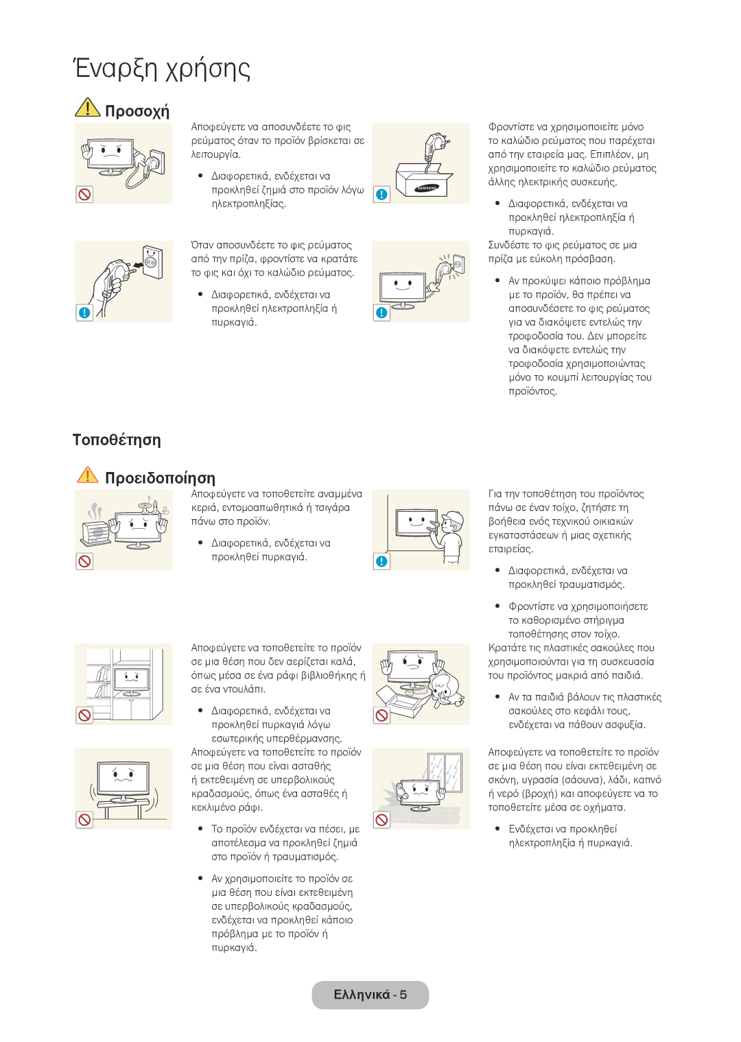 Samsung LT28C570EW/EN manual Προσοχή, Τοποθέτηση Προειδοποίηση, Πυρκαγιά, Διαφορετικά, ενδέχεται να 