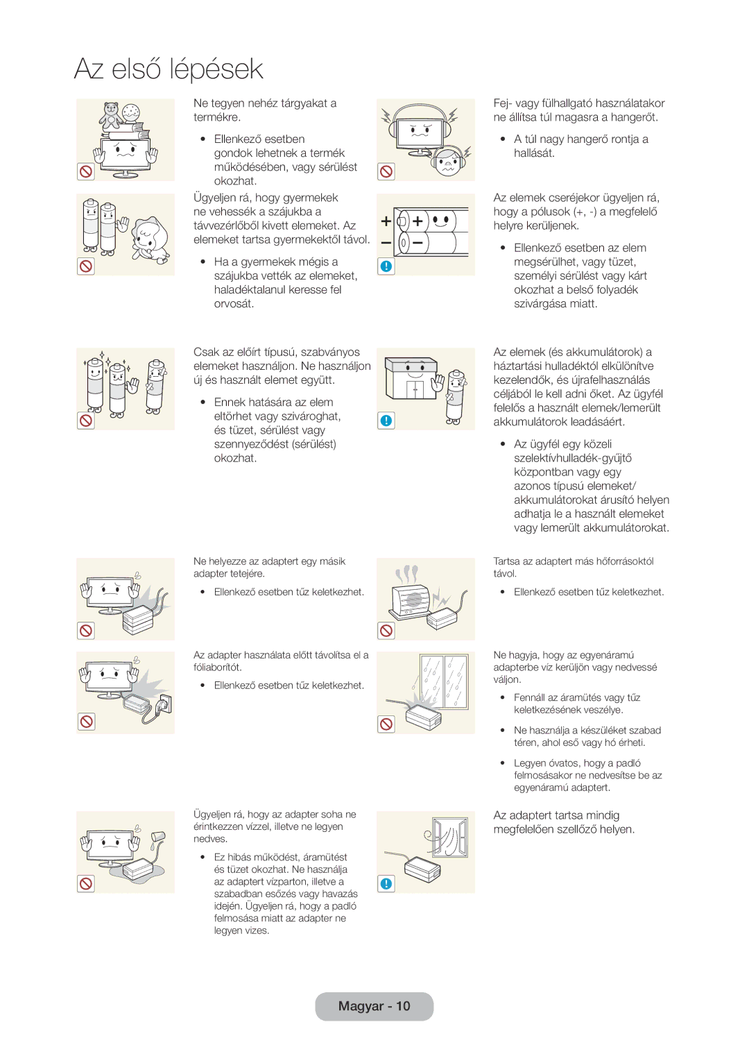 Samsung LT28C570EW/EN manual Fennáll az áramütés vagy tűz keletkezésének veszélye 