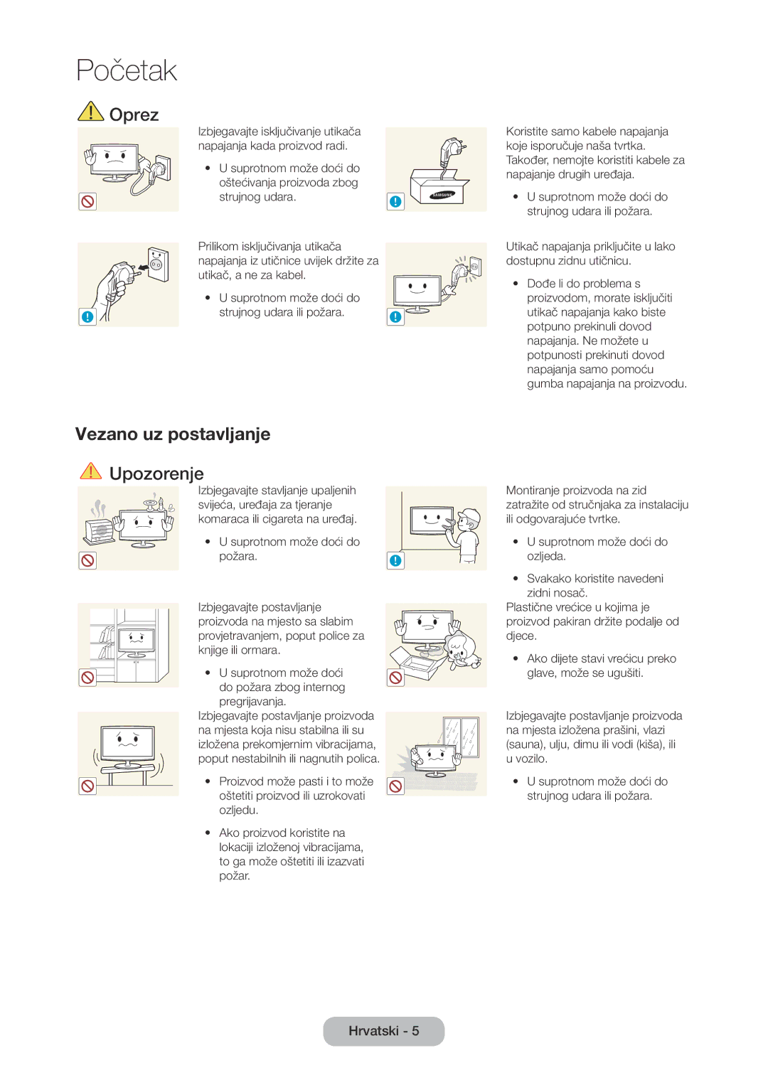 Samsung LT28C570EW/EN manual Oprez, Vezano uz postavljanje 