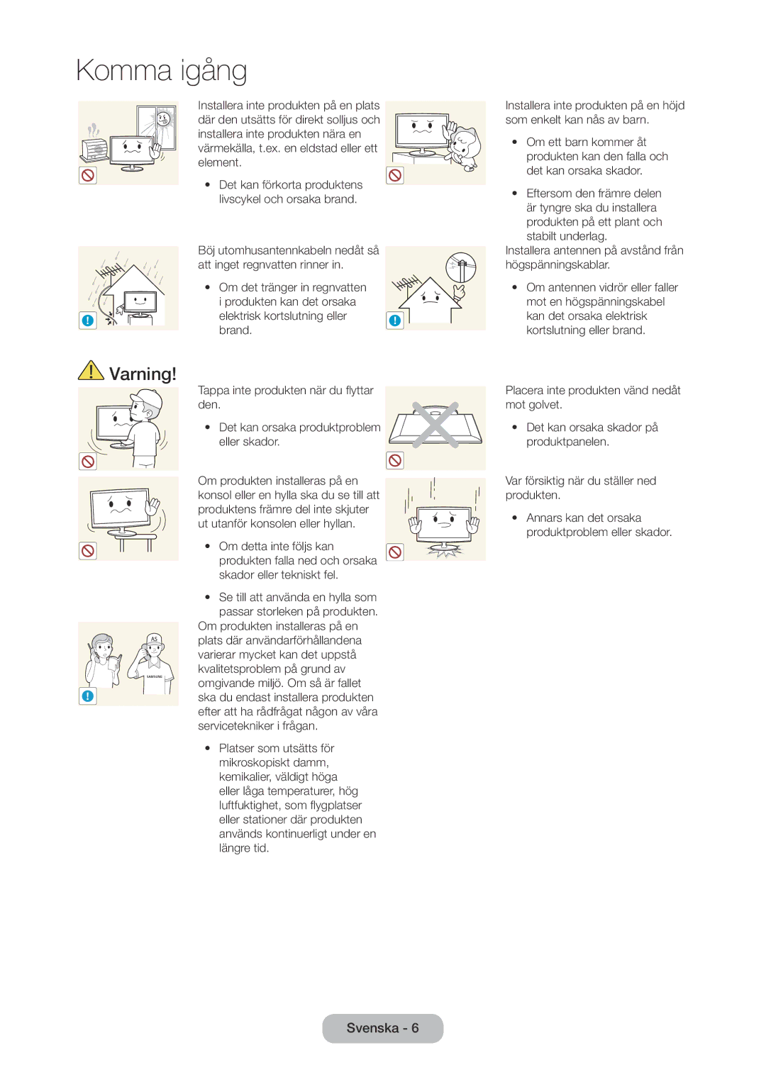 Samsung LT28C570EW/XE Om produkten installeras på en, Plats där användarförhållandena, Varierar mycket kan det uppstå 