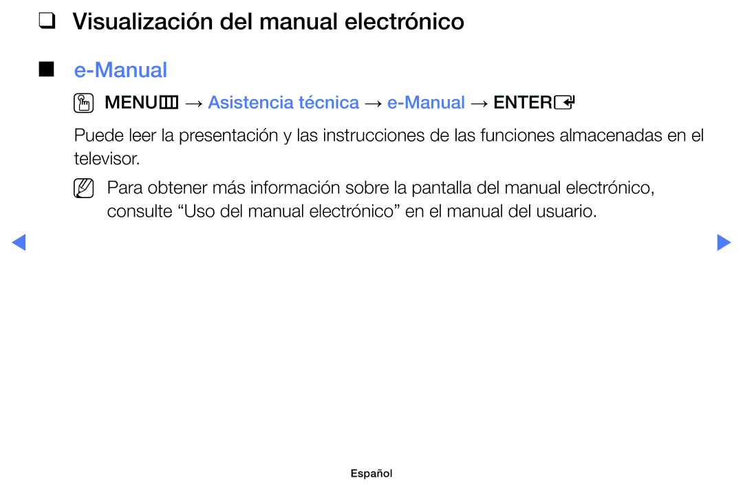 Samsung LT28D310ES/EN Visualización del manual electrónico, OO MENUm → Asistencia técnica → e-Manual → Entere 