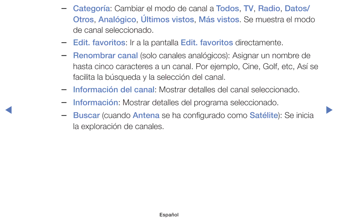 Samsung LT28D310ES/EN manual Categoría Cambiar el modo de canal a Todos, TV, Radio, Datos 
