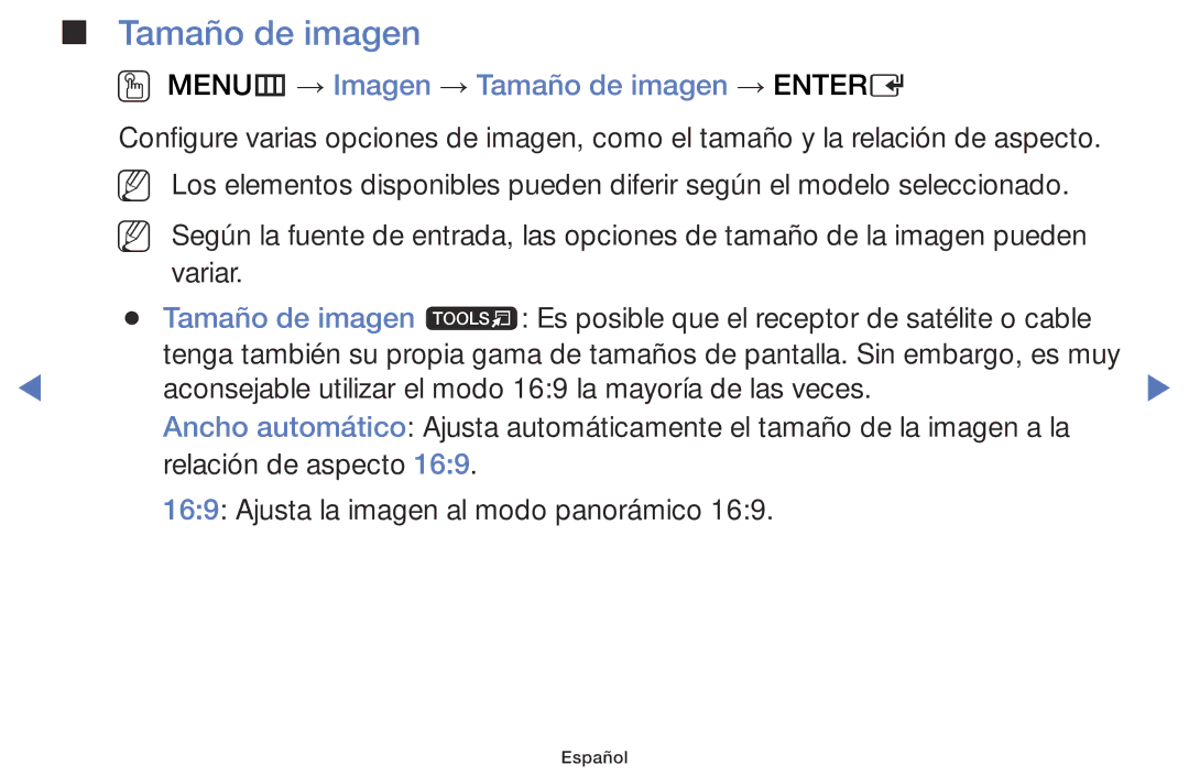 Samsung LT28D310ES/EN manual OO MENUm → Imagen → Tamaño de imagen → Entere 