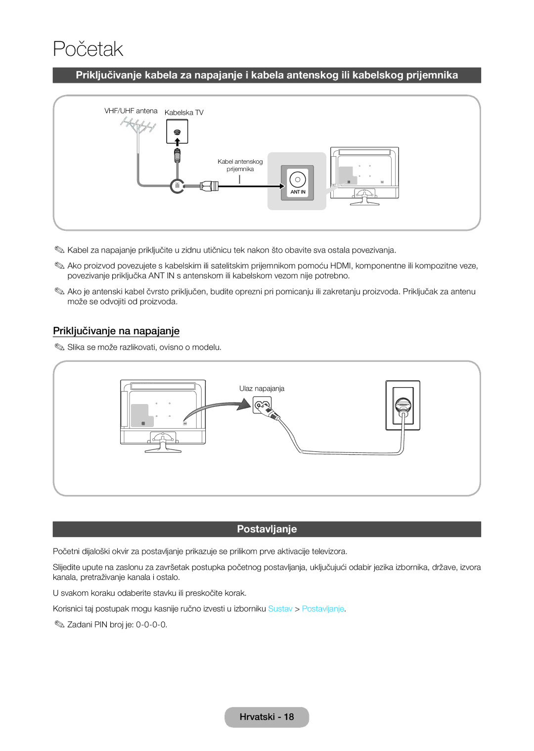 Samsung LT28D310EW/EN manual Priključivanje na napajanje, Postavljanje 