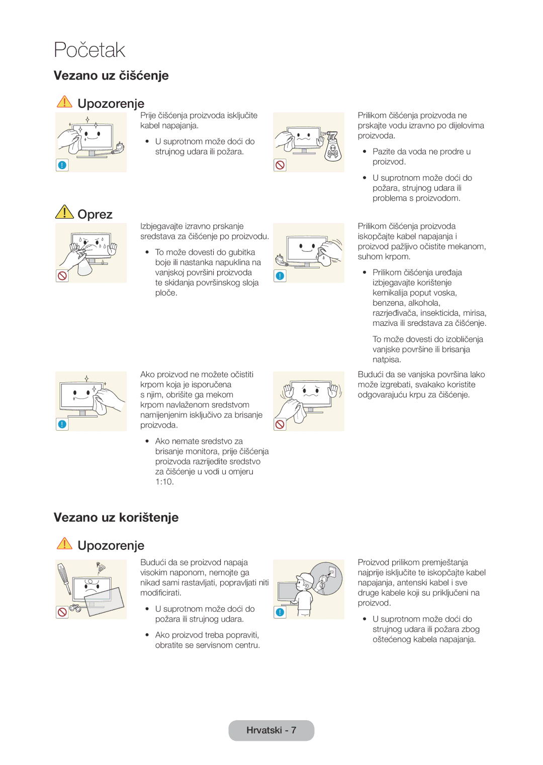 Samsung LT28D310EW/EN manual Vezano uz čišćenje, Vezano uz korištenje 