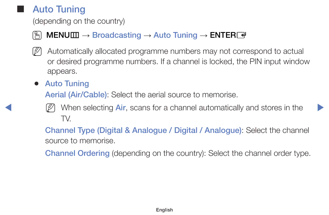 Samsung LT28D310EX/XE, LT24D310EX/RU, LT28D310EX/RU manual OO MENUm → Broadcasting → Auto Tuning → Entere 