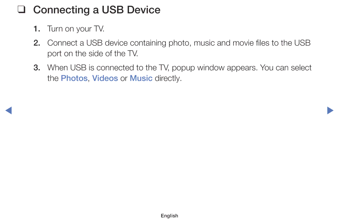 Samsung LT28D310EX/XE, LT24D310EX/RU, LT28D310EX/RU manual Connecting a USB Device 