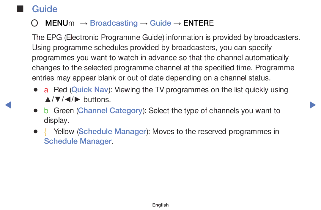 Samsung LT28D310EX/XE, LT24D310EX/RU, LT28D310EX/RU manual OO MENUm → Broadcasting → Guide → Entere, Schedule Manager 