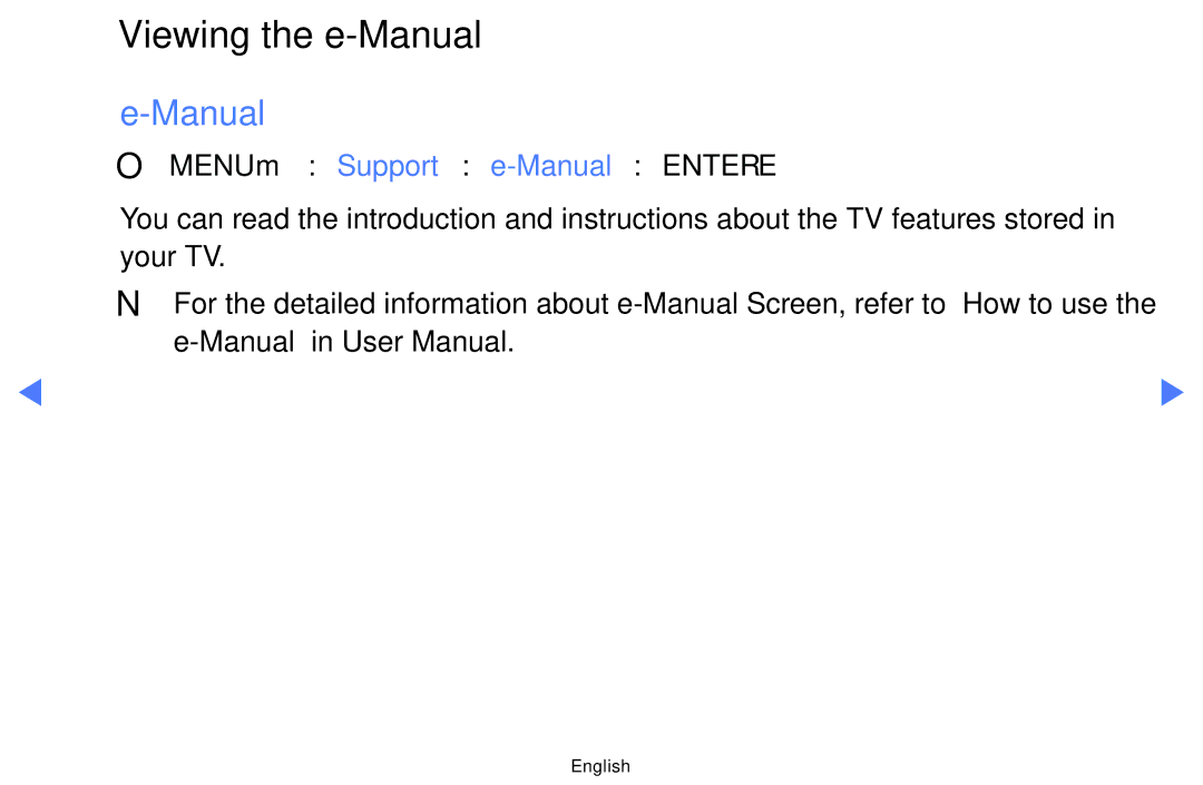 Samsung LT28D310EX/RU, LT28D310EX/XE, LT24D310EX/RU manual Viewing the e-Manual, OO MENUm → Support → e-Manual → Entere 