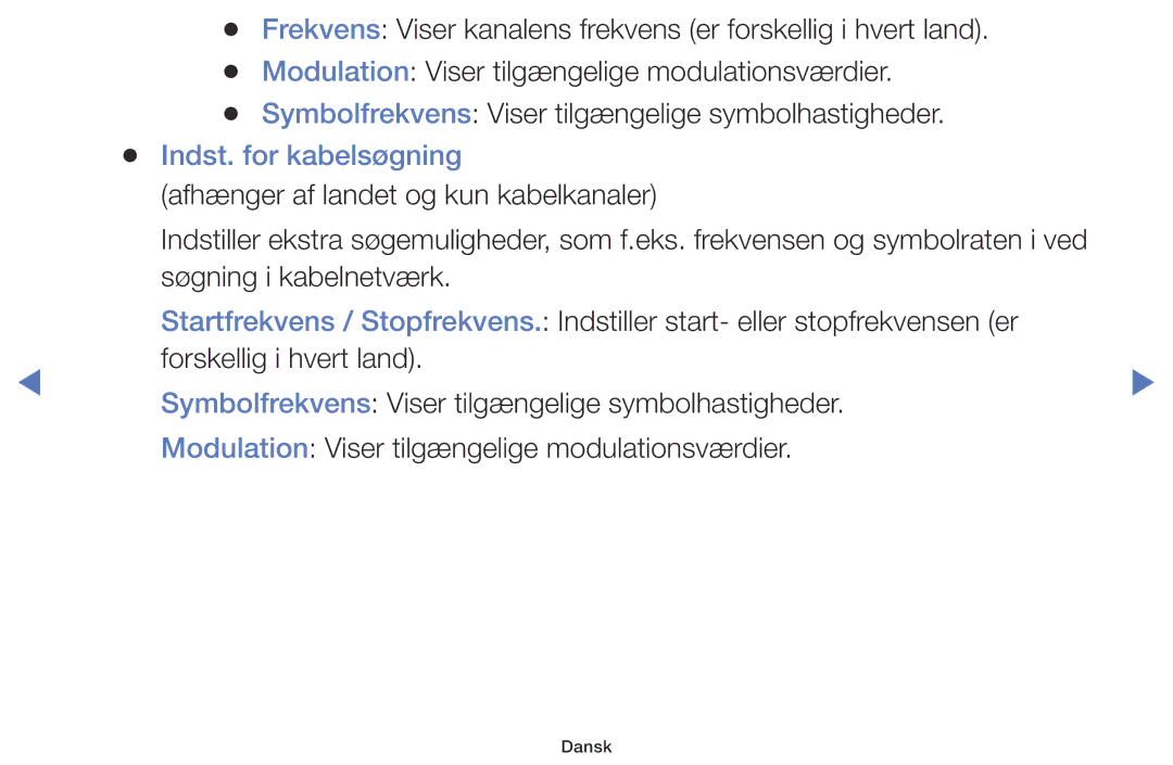 Samsung LT28D310EX/XE manual Indst. for kabelsøgning 