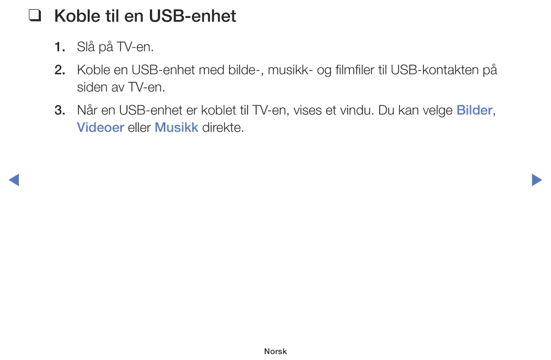 Samsung LT28D310EX/XE manual Koble til en USB-enhet 