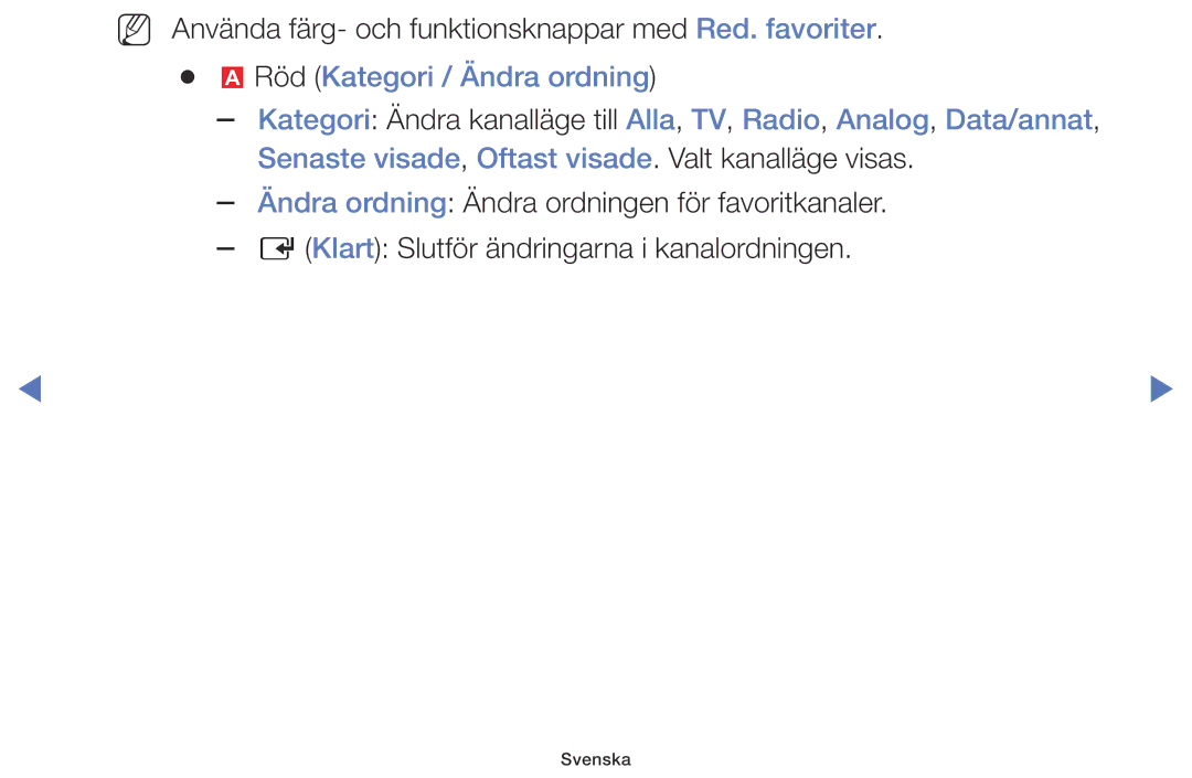 Samsung LT28D310EX/XE manual Röd Kategori / Ändra ordning 
