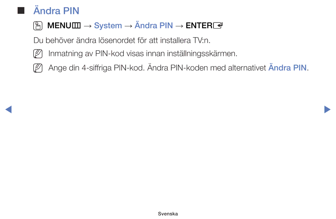 Samsung LT28D310EX/XE manual Ändra PIN 