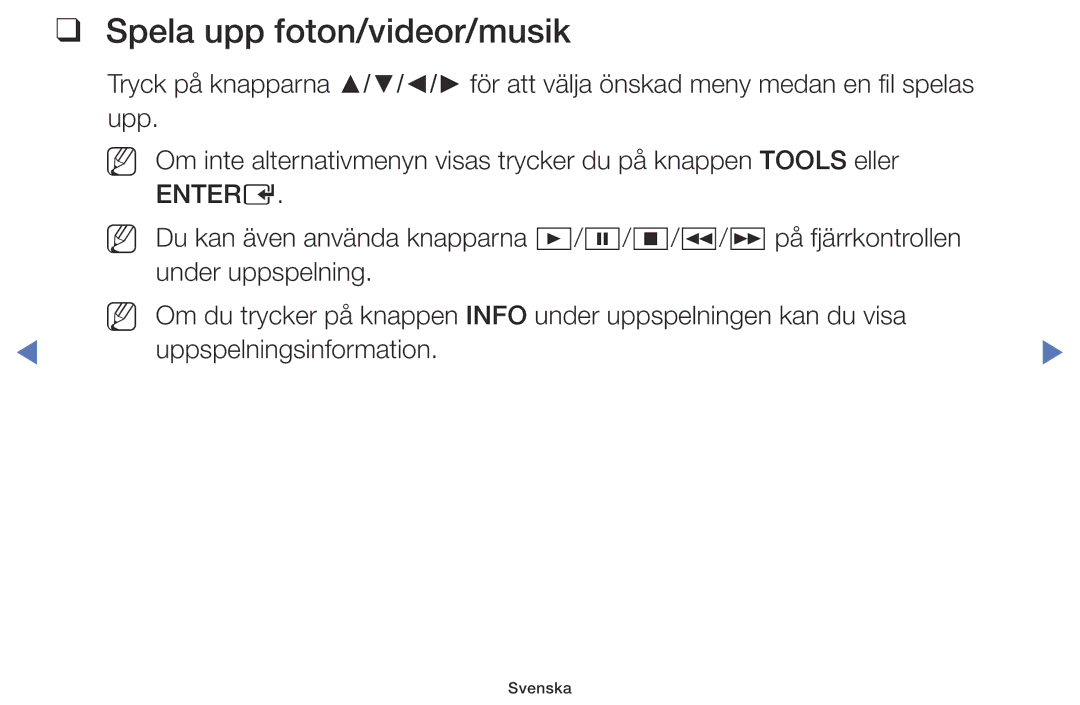 Samsung LT28D310EX/XE manual Spela upp foton/videor/musik, Entere 