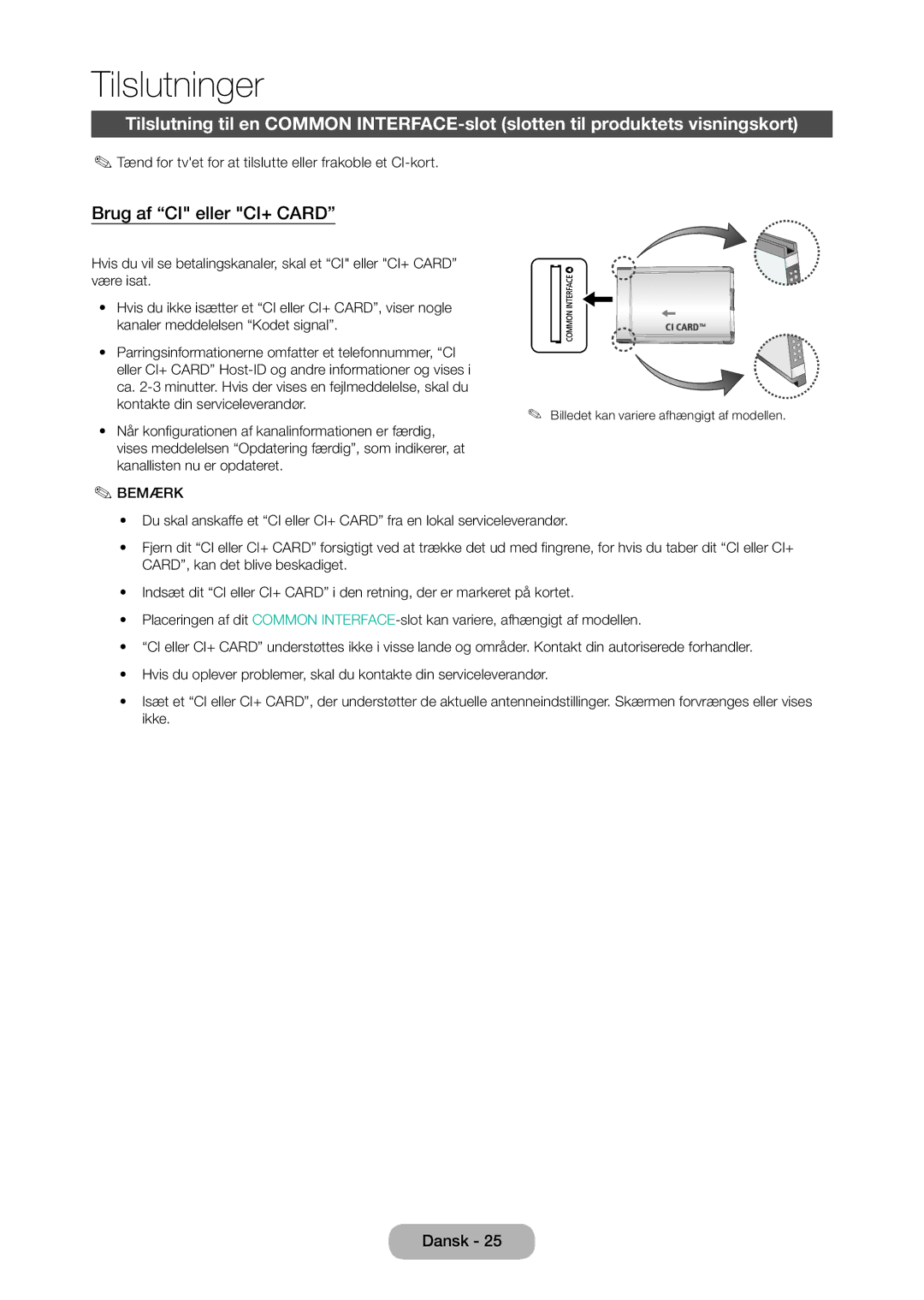 Samsung LT28D310EX/XE manual Brug af CI eller CI+ Card 