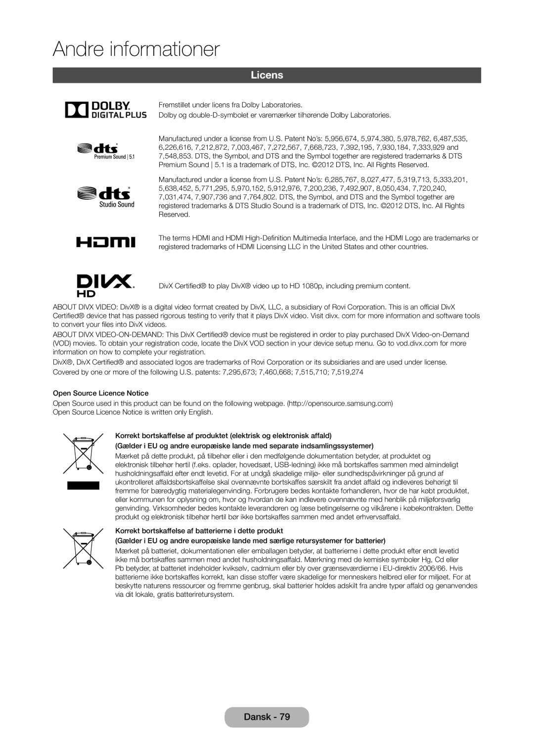 Samsung LT28D310EX/XE manual Licens, HD 1080p, including premium content 