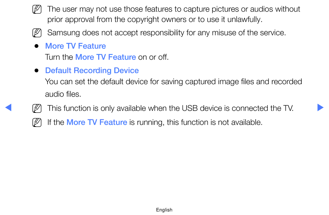 Samsung LT28E310MXT/NG manual More TV Feature, Default Recording Device 